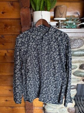 French Connection Dark Academia Floral Button Up | Parisian Cool Guy Shirt